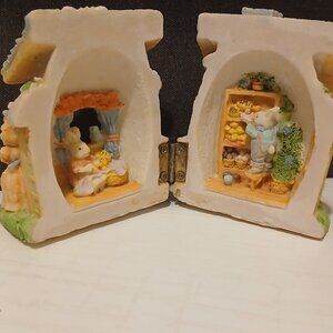 Ceramic Figurines, Stone Critters Bakery Shop With Bunny Rabbits